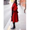 imagechouyatou Womens Winter Belted Wool Coat Double Breasted Midi Long Casual Trench Dressy PeacoatRed