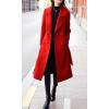 imagechouyatou Womens Winter Belted Wool Coat Double Breasted Midi Long Casual Trench Dressy PeacoatRed