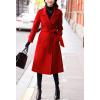 imagechouyatou Womens Winter Belted Wool Coat Double Breasted Midi Long Casual Trench Dressy PeacoatRed