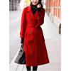 imagechouyatou Womens Winter Belted Wool Coat Double Breasted Midi Long Casual Trench Dressy PeacoatRed