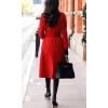 imagechouyatou Womens Winter Belted Wool Coat Double Breasted Midi Long Casual Trench Dressy PeacoatRed