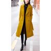 imagechouyatou Womens Winter Belted Wool Coat Double Breasted Midi Long Casual Trench Dressy PeacoatYellow