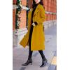 imagechouyatou Womens Winter Belted Wool Coat Double Breasted Midi Long Casual Trench Dressy PeacoatYellow