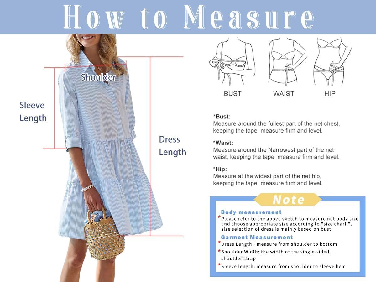 imagechouyatou Womens Striped Button Down Shirt Dress Loose Casual Cuffed Sleeve Tiered Mini Tunic DressGreen