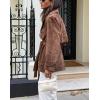 imagechouyatou Women Faux Suede Leather Trench Coat Double Breasted Midi Long Pea Coat Overacoat with BeltBrown