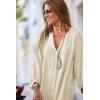 imagechouyatou Women Summer Long Sleeve Notch Neck Maxi Linen Shirt Dress Loose Button Down Tunic Shift DressLight Khaki