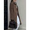 imagechouyatou Womens 2025 Faux Suede Leather Midi Long Pea Coat Casual Loose Button Down Trench CoatDark Brown