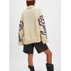 imagechouyatou Womens Fall Casual 2025 Floral Sweater Cardigans Oversized Button Down Chunky Knit Sweater CoatiganBeige