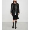 imagechouyatou Womens Faux Leather Blazer Jacket Single Breasted Pu Leather Suit Jacket Outerwear Coat with PocketsBlack