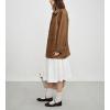 imagechouyatou Womens Faux Leather Blazer Jacket Single Breasted Pu Leather Suit Jacket Outerwear Coat with PocketsBrown