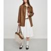 imagechouyatou Womens Faux Leather Blazer Jacket Single Breasted Pu Leather Suit Jacket Outerwear Coat with PocketsBrown
