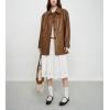 imagechouyatou Womens Faux Leather Blazer Jacket Single Breasted Pu Leather Suit Jacket Outerwear Coat with PocketsBrown
