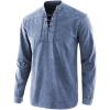 imagechouyatou Mens Vintage Tie Dye LaceUp Notch Neck Hippie Pullover Henley Shirt XXLarge Blue