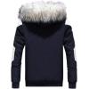 imagechouyatou Mens Casual Leather Spliced Warm Quilted Lined Parka Down Coat AnoraksNavy Blue