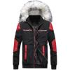 imagechouyatou Mens Casual Leather Spliced Warm Quilted Lined Parka Down Coat AnoraksRed