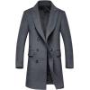 imagechouyatou Mens Classic Notched Collar Double Breasted Wool Blend Pea Coat Medium LongGrey