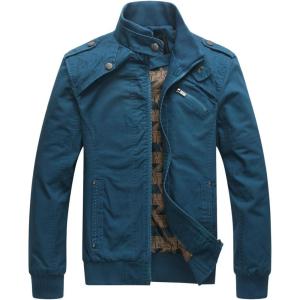 imagechouyatou Mens Casual Long Sleeve Full Zip Jacket with Shoulder Straps