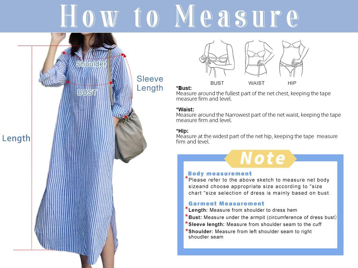 imagechouyatou Women Casual Long Sleeve V Neck Striped Shift Dress Loose Long Maxi Cotton Shirt Dress with PocketBlack