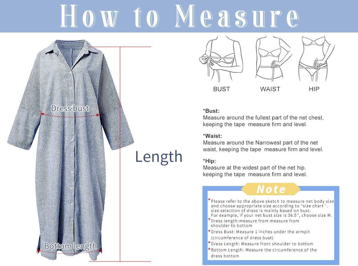 imagechouyatou Womens Casual Long Sleeve Button Down Loose Striped Cotton Maxi Shirt DressPink