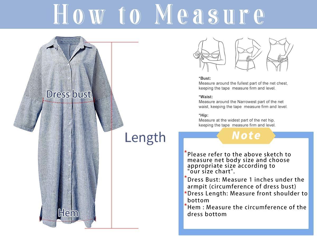 imagechouyatou Womens Casual Long Sleeve Button Down Loose Striped Cotton Maxi Shirt DressPurple