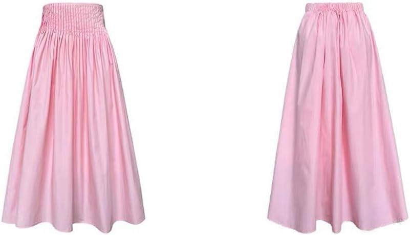 imagechouyatou Womens Elegant Pleated A Line Skirt High Elastic Waist Swing Bohemian Midi Long SkirtPink