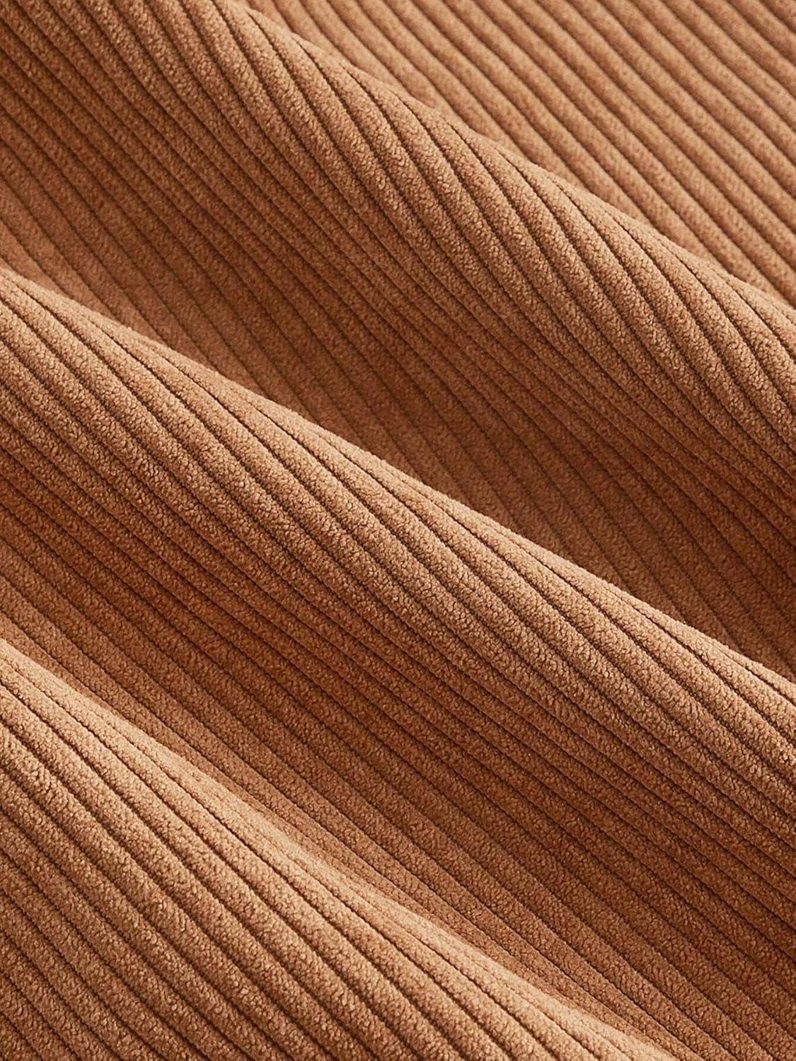 imagechouyatou Womens Fall Corduroy Overall Dress Adjustable Strap A Line Flare Pinafore Midi Jumper DressBrown