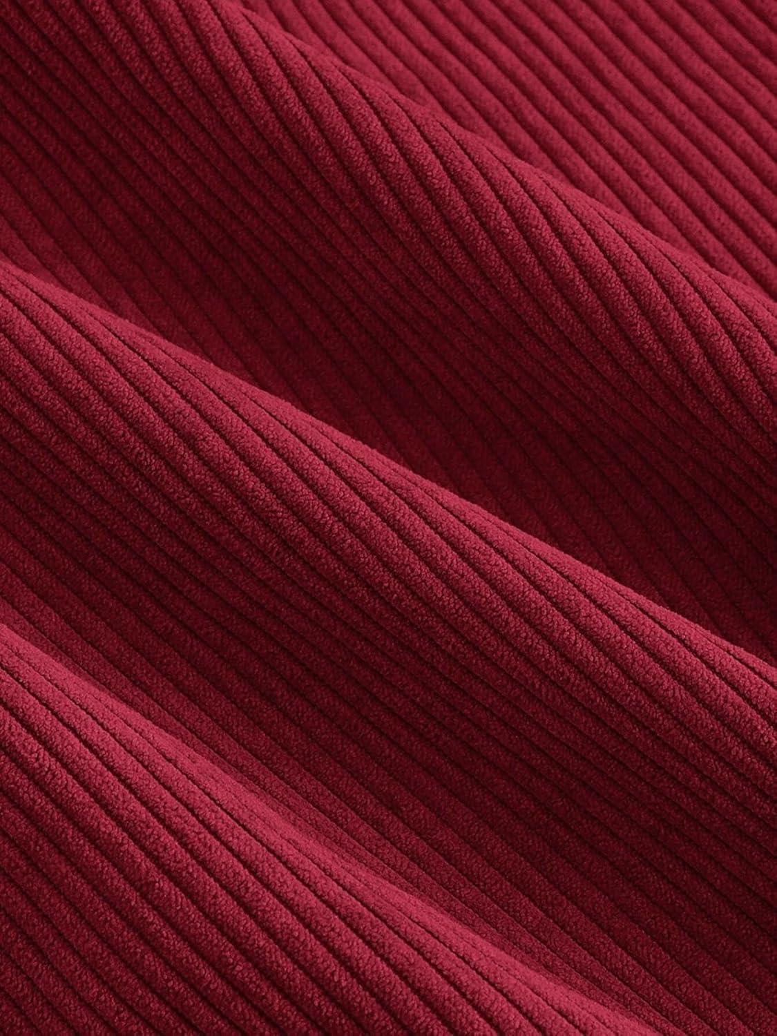 imagechouyatou Womens Fall Corduroy Overall Dress Adjustable Strap A Line Flare Pinafore Midi Jumper DressRed