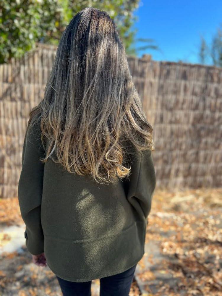 imagechouyatou Womens Retro Lapel Double Breasted Wool Coat Business Casual Wool Blend Pea Coat OvercoatGreen