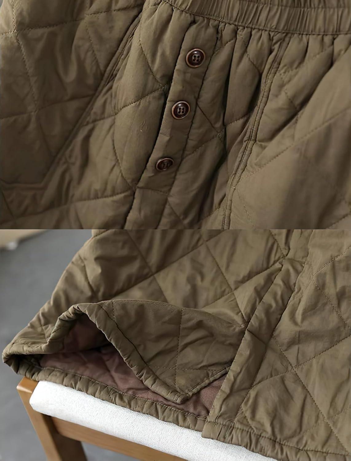 imagechouyatou Womens Winter Elastic Waist Padded ALine Quilted Midi Long Puffer Insulated Skirt with PocketLight Brown