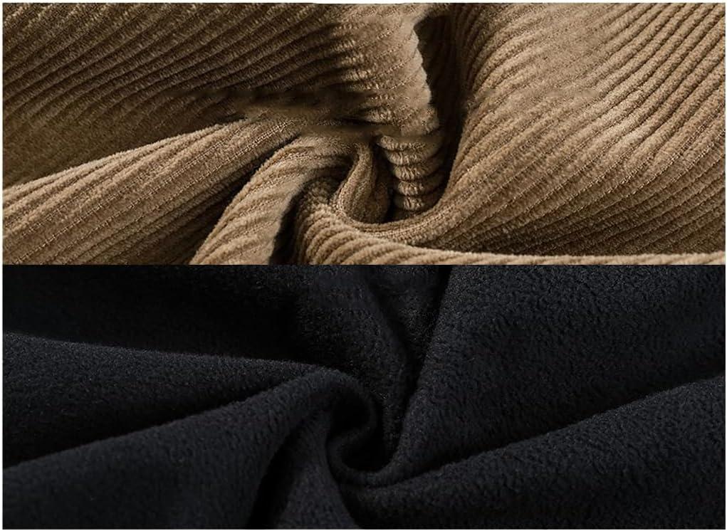 imagechouyatou Womens Winter Loose Baggy Sherpa Lined Corduroy Pants Elastic High Waisted Wide Leg TrouserBlack