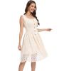 imageWomens 2025 Summer Short Dress Square Neck Hollow Out Lace Casual Beach DressesApricot