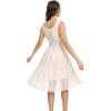 imageWomens 2025 Summer Short Dress Square Neck Hollow Out Lace Casual Beach DressesApricot