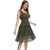 imageWomens 2025 Summer Short Dress Square Neck Hollow Out Lace Casual Beach DressesArmy Green