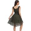 imageWomens 2025 Summer Short Dress Square Neck Hollow Out Lace Casual Beach DressesArmy Green