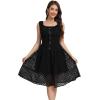 imageWomens 2025 Summer Short Dress Square Neck Hollow Out Lace Casual Beach DressesBlack