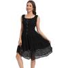 imageWomens 2025 Summer Short Dress Square Neck Hollow Out Lace Casual Beach DressesBlack