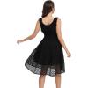 imageWomens 2025 Summer Short Dress Square Neck Hollow Out Lace Casual Beach DressesBlack