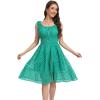 imageWomens 2025 Summer Short Dress Square Neck Hollow Out Lace Casual Beach DressesGreen