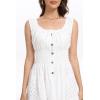 imageWomens 2025 Summer Short Dress Square Neck Hollow Out Lace Casual Beach DressesOffwhite
