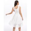 imageWomens 2025 Summer Short Dress Square Neck Hollow Out Lace Casual Beach DressesOffwhite