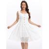 imageWomens 2025 Summer Short Dress Square Neck Hollow Out Lace Casual Beach DressesOffwhite