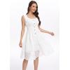 imageWomens 2025 Summer Short Dress Square Neck Hollow Out Lace Casual Beach DressesOffwhite