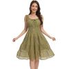 imageWomens 2025 Summer Short Dress Square Neck Hollow Out Lace Casual Beach DressesOlive Green