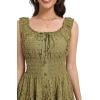imageWomens 2025 Summer Short Dress Square Neck Hollow Out Lace Casual Beach DressesOlive Green