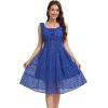 imageWomens 2025 Summer Short Dress Square Neck Hollow Out Lace Casual Beach DressesRoyal Blue