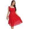 imageWomens 2025 Summer Short Dress Square Neck Hollow Out Lace Casual Beach DressesSolid Red