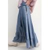 imagechouyatou Women 2025 Fashion Ruffle Wide Leg Jeans Baggy Elastic Waist Palazzo Jean Trousers Denim PantsBlue