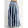 imagechouyatou Women 2025 Fashion Ruffle Wide Leg Jeans Baggy Elastic Waist Palazzo Jean Trousers Denim PantsLight Blue