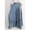 imagechouyatou Women 2025 Fashion Ruffle Wide Leg Jeans Baggy Elastic Waist Palazzo Jean Trousers Denim PantsLight Blue