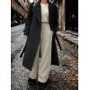 imagechouyatou Women Double Breasted Wool Coat Lapel Collar Long Peacoat Business Casual Trench Coat with BeltBlack